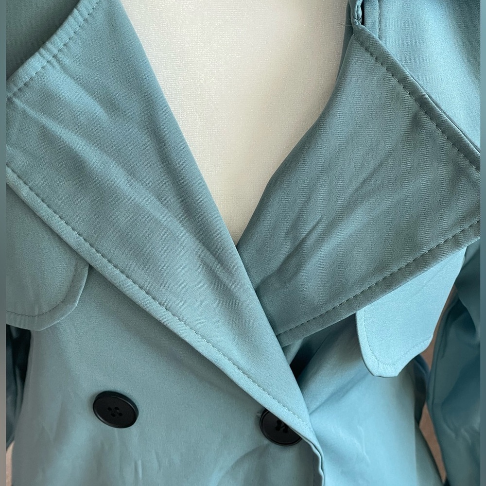 Women's Double-Breasted Trench Coat - Blue Size Medium - Picture 4 of 7